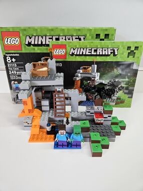LEGO Minecraft 21113 The Cave Set Steve & Zombie Spider Box Manual Minifigures